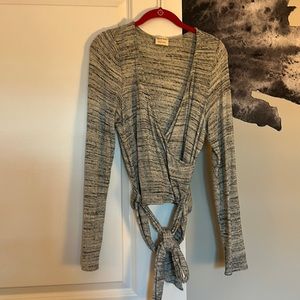 Emory Park Gray wrap sweater - Size Large